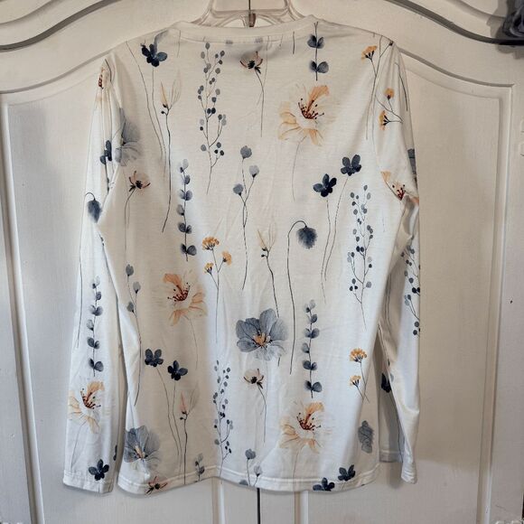 Shall We, Floral Pullover Tunic, Long Sleeved, Scooped Neck - Picture 3 of 10